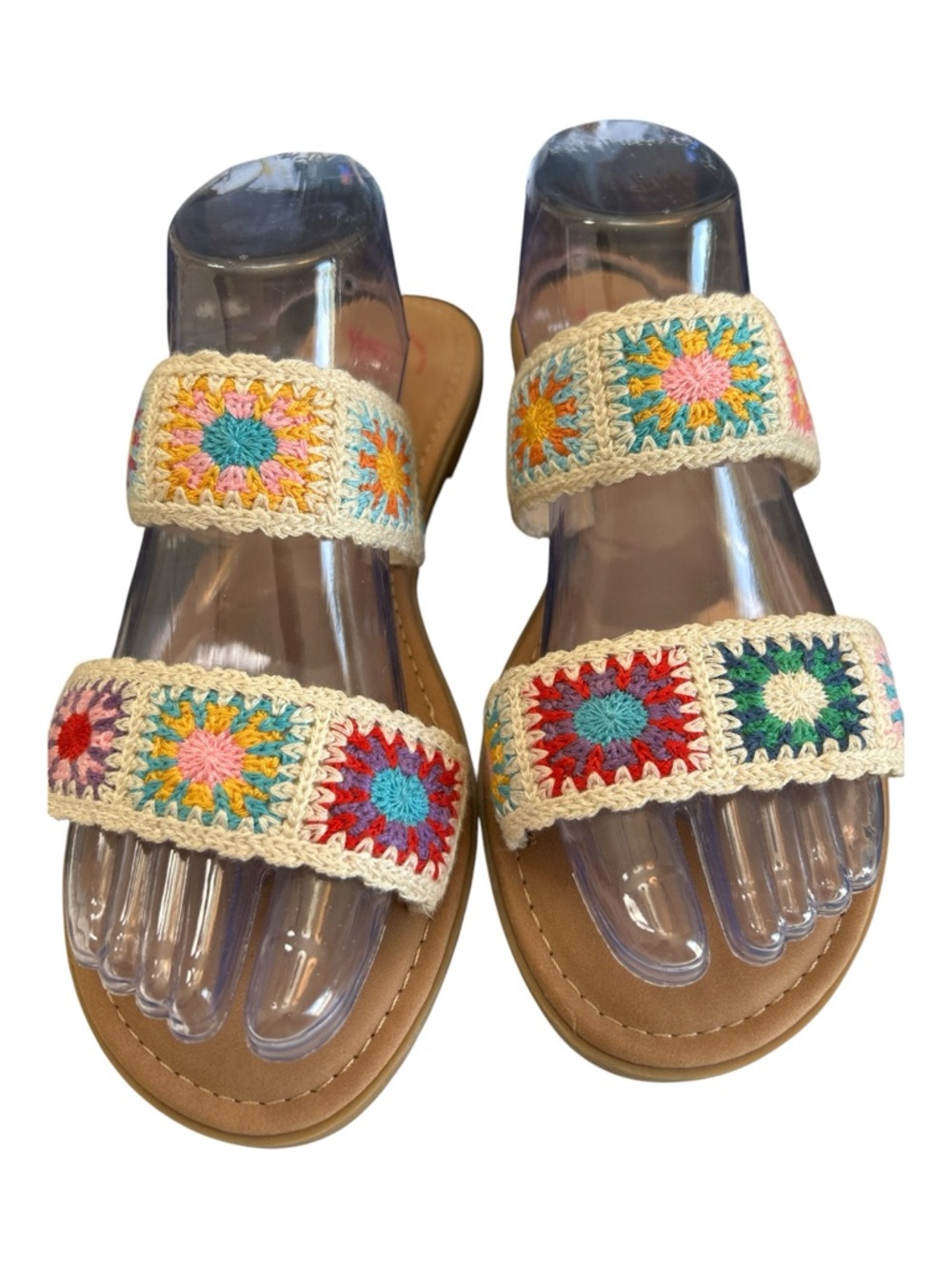 Jellypop Crochet Boho Sandals Colorful Granny Square Festival Size 10 - Picture 5 of 9